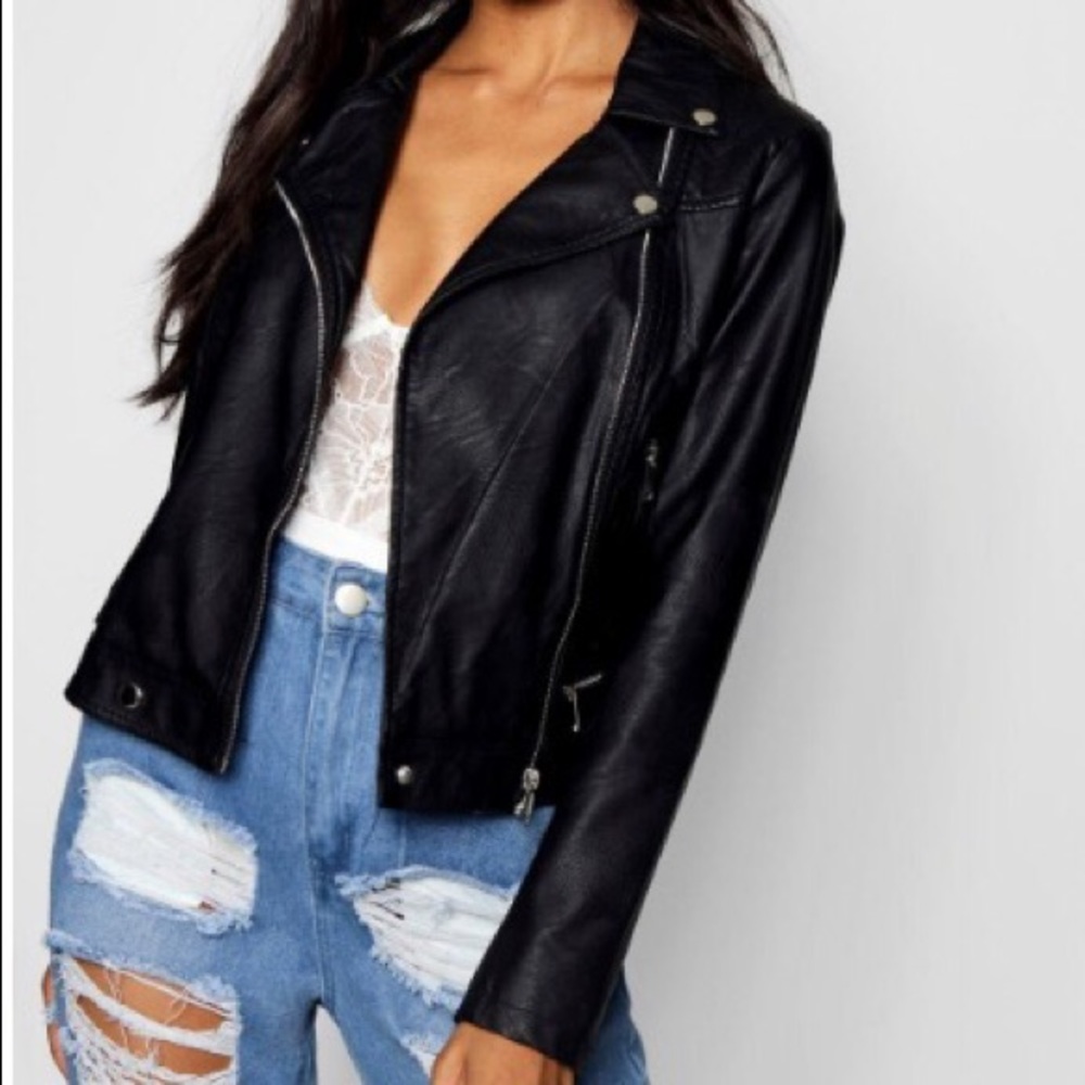 Faux leather biker jacket